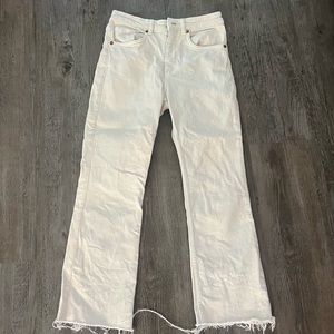 Zara Straight Leg Off White Crop Jeans